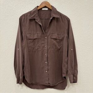 Aritzia Babaton Brown Lyocell Oversized Utility Shirt Size Small